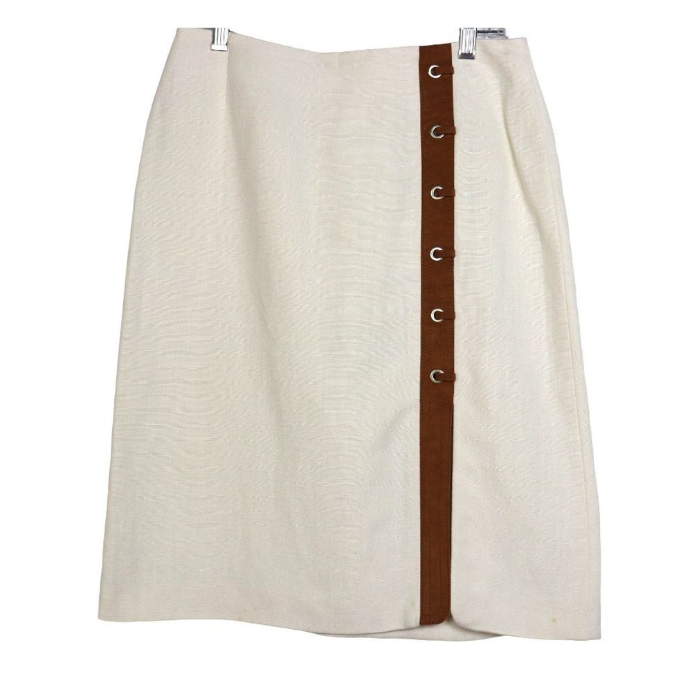Escada Vintage Linen Silk Cream Western Skirt